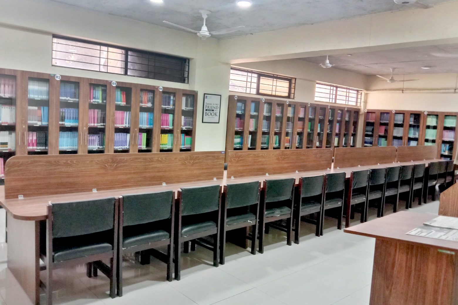 Quiet reading space in KIHS library with modern furniture